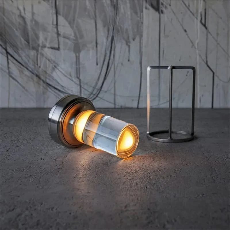 Stylish rechargeable table lamp with modern design for home and office, featuring soft lighting and a compact form.