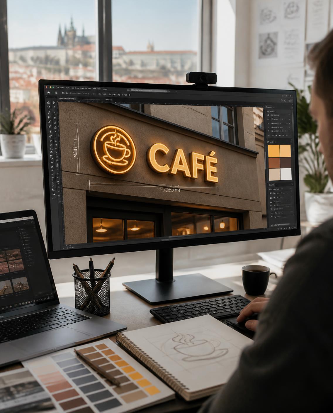 Grafik připravuje vizualizaci světelné reklamy zdarma