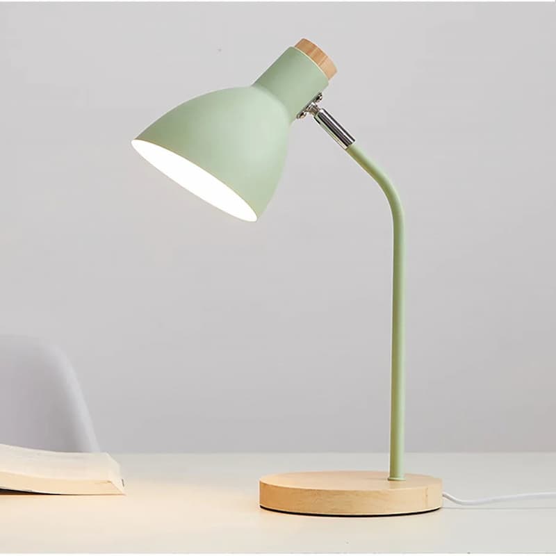 Stolní lampa kov-dřevo – Lesko Zelená