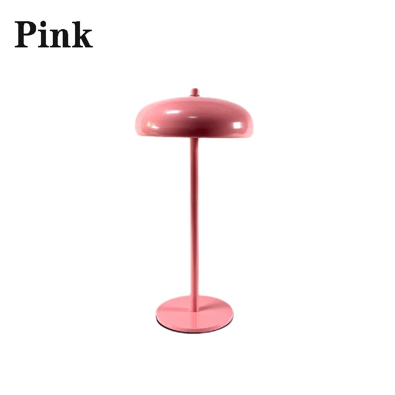 LED stolní lampa Mushroom – dobíjecí, dotyková, designová, různé barvy Růžová
