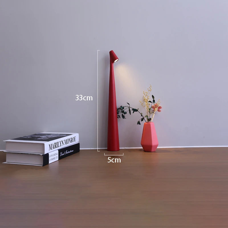 LED stolní lampa Porta – moderní design, dobíjecí, dotykové ovládání, více barev Červená