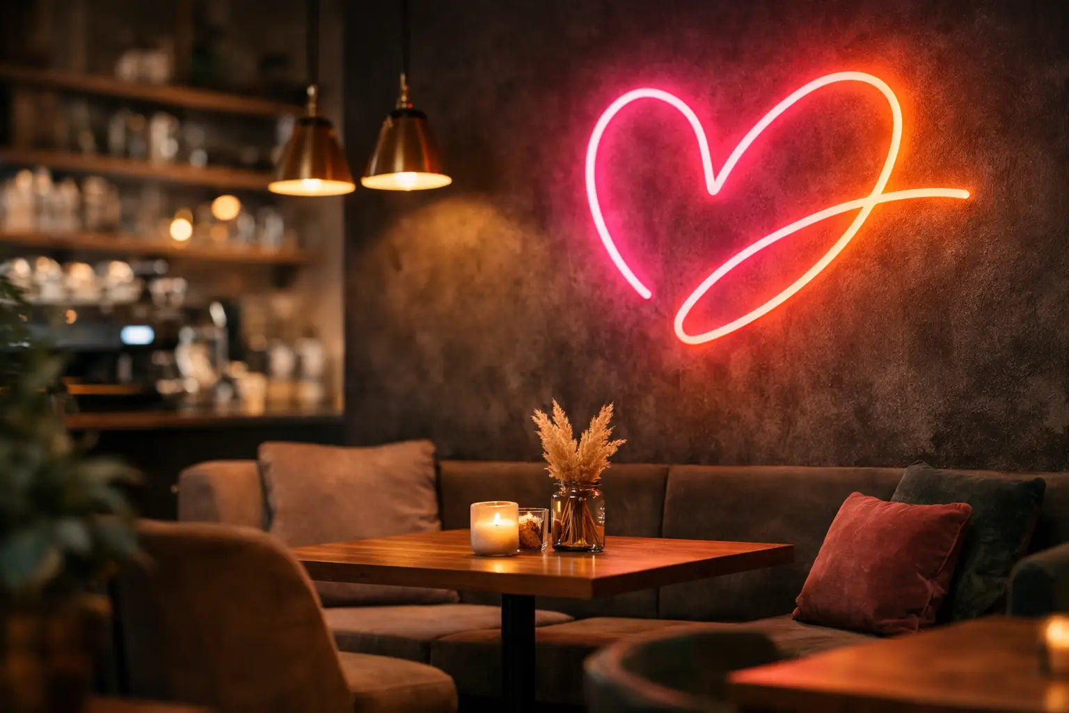 LED neon do kavárny, který prodává atmosféru