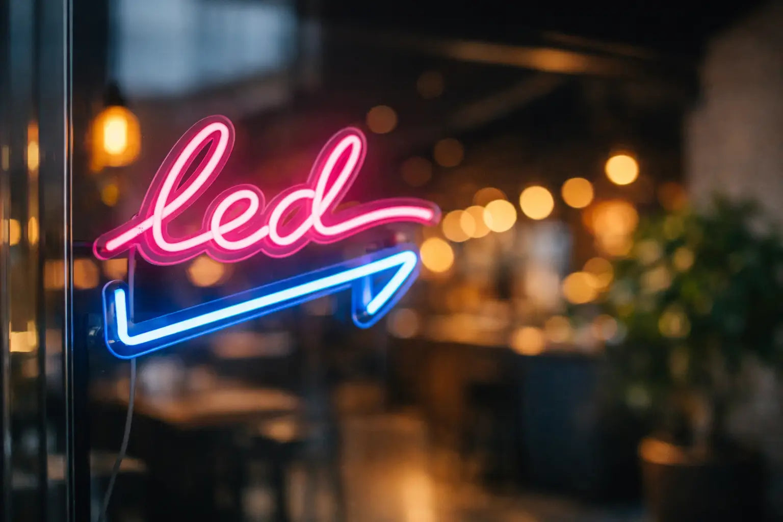 LED neonové nápisy, které jsou vidět