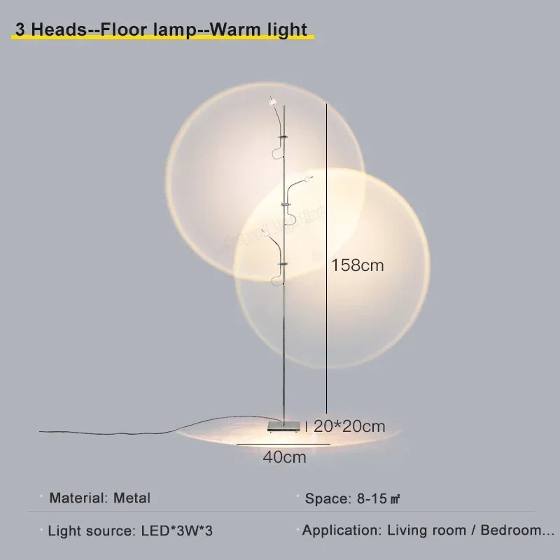 Moderní stojací LED lampa — Itallo 3 head 158cm Teplé světlo 🇩🇪 GERMANY