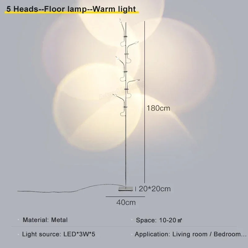 Moderní stojací LED lampa — Itallo 5 zdroje 180cm Teplé světlo 🇩🇪 GERMANY