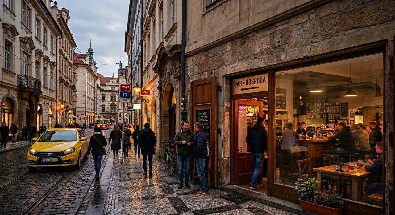 Detailní záběr na LED neonový nápis "VE VÍNĚ JE PRAVDA" s červenou neonovou sklenkou na víno, vyrobený na zakázku. Tento typ neonové reklamy je velmi populární v českých barech.