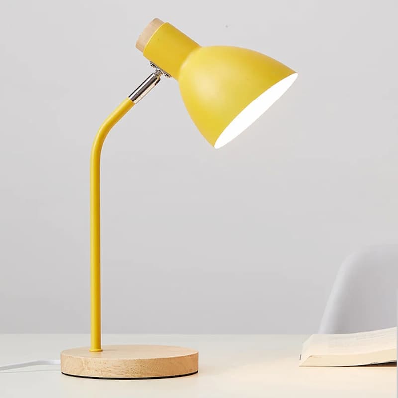 Stolní lampa kov-dřevo – Lesko Žlutá