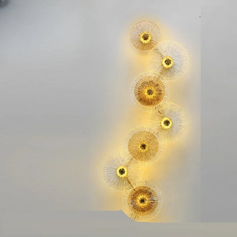 Nástěnné svítidlo — Lotus 7 zdroje světla zlaté Tricolor dimming