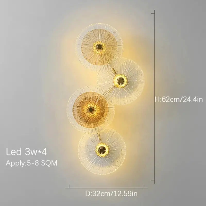 Nástěnné svítidlo — Lotus 4 zdroje světla zlaté Tricolor dimming