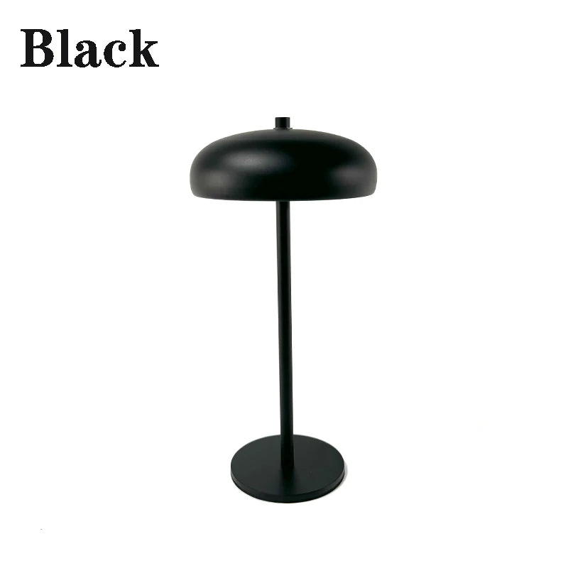 LED stolní lampa Mushroom – dobíjecí, dotyková, designová, různé barvy Černá