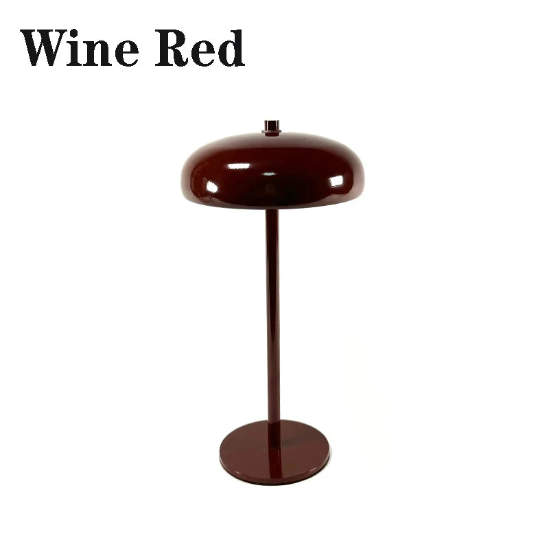 LED stolní lampa Mushroom – dobíjecí, dotyková, designová, různé barvy Červená