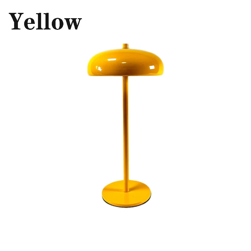 LED stolní lampa Mushroom – dobíjecí, dotyková, designová, různé barvy Žlutá