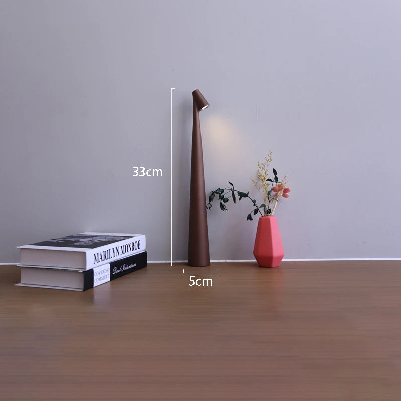 LED stolní lampa Porta – moderní design, dobíjecí, dotykové ovládání, více barev Hnědá