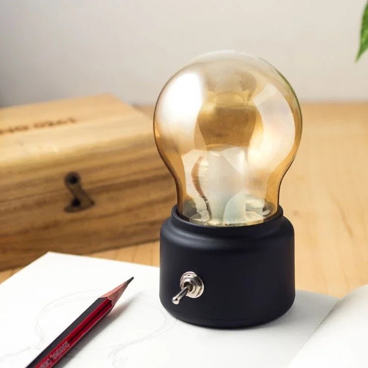 Noční LED lampička - Retro Bulb Černá